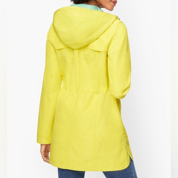 Talbots Hooded Canvas Yellow & Mint Green Anorak Rain Coat Jacket, size XLP - Picture 5 of 15